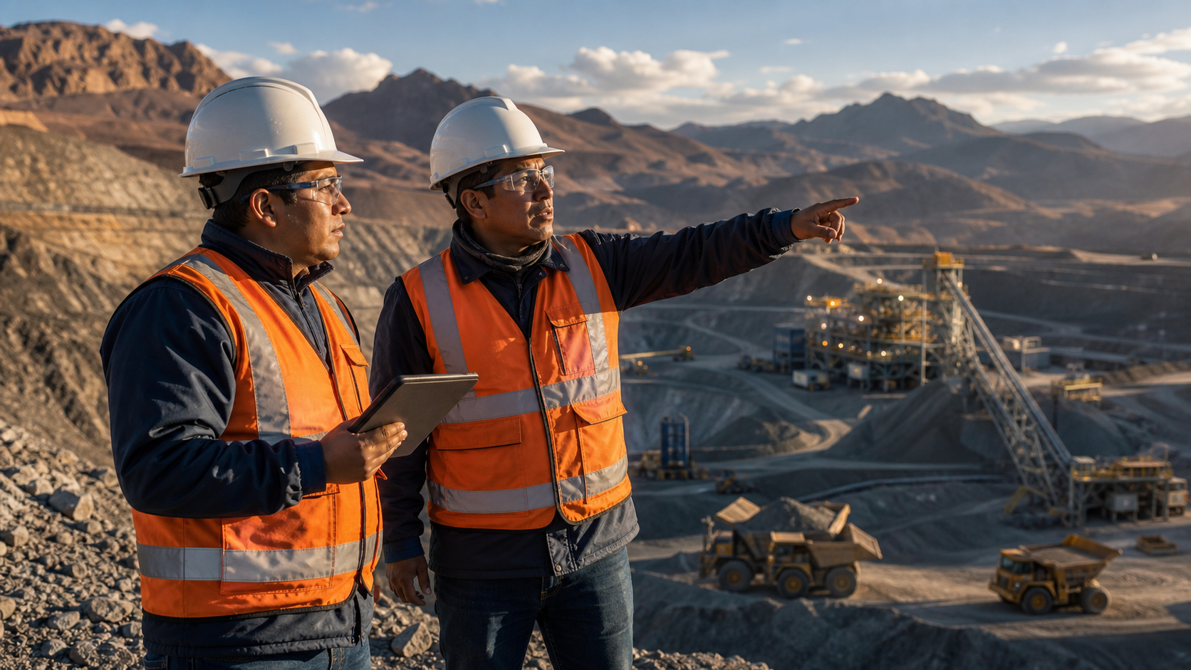 Ingenieros de DESERET supervisando una operaci&oacute;n minera en Per&uacute;